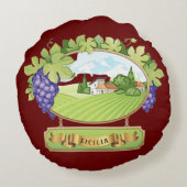 シチリーラウンドクッションとトリナクリア&オリーブブランチ ラウンドクッション (裏面)