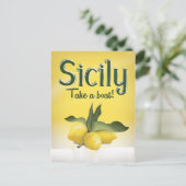 シチリーレモンヴィンテージ旅行ポスター ポストカード (スタンド正面)