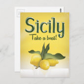 シチリーレモンヴィンテージ旅行ポスター ポストカード (正面/裏面)