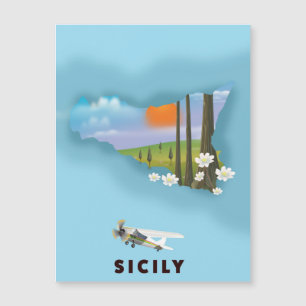 シチリー島 イラストマップ トラベルポスター