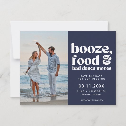 シッおもしろいクの結婚写真の保存日付 案内状 (正面)