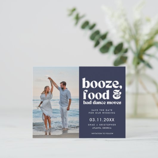 シッおもしろいクの結婚写真の保存日付 案内状 (スタンド正面)