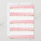 シッかわいらしク金ゴールドグリッターピンクフローラベビーガールイン 招待状 (裏面)