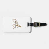 シッエレガントガーリーク白金ゴールドスクリプトモノグラム ラゲッジタグ (正面横)