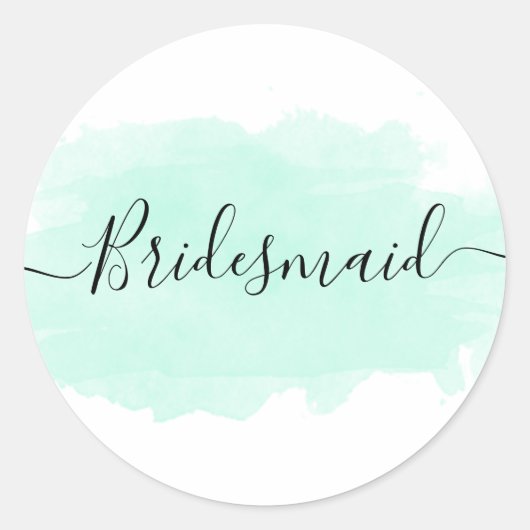 シッエレガントクかわいらしミント水彩花嫁 ラウンドシール (正面)