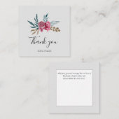 シッエレガントクなロマンチックな「ありがとう」グレーフローラ ノートカード (正面/裏面)