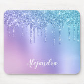 シッエレガントクスタイリッシュブルー&パープルグリッタードリップ マウスパッド (正面)