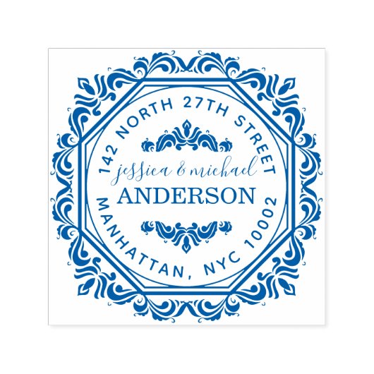 シッエレガントクスタイリッシュ結婚したカップル差出人住所 セルフインキングスタンプ (デザイン)