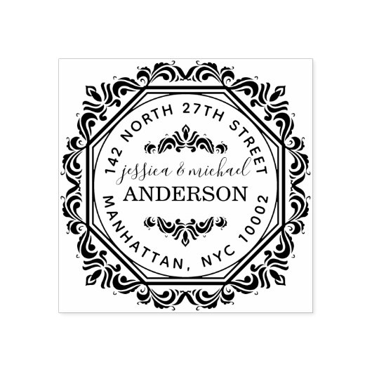 シッエレガントクスタイリッシュ結婚したカップル差出人住所 ラバースタンプ (インプリント)