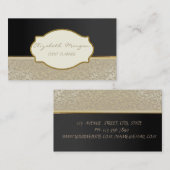 シッエレガントクスタイリッシュ，ダマスク，ブラック，フレーム 名刺 (正面/裏面)