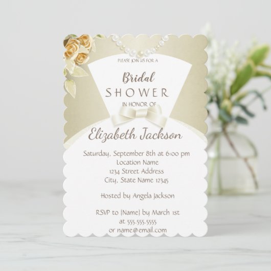 シッエレガントクスタイリッシュ、花嫁ドレスブライダルシャワー 招待状 (スタンド正面)