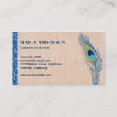 シッエレガントクバーラ素朴ップブルーインディアンピーコック 名刺 (裏面)