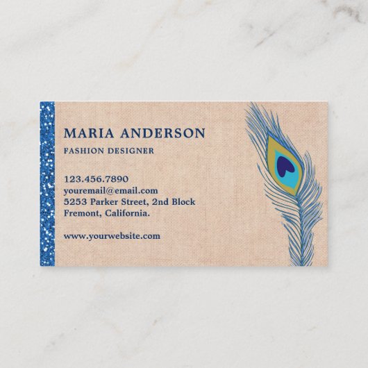 シッエレガントクバーラ素朴ップブルーインディアンピーコック 名刺 (裏面)