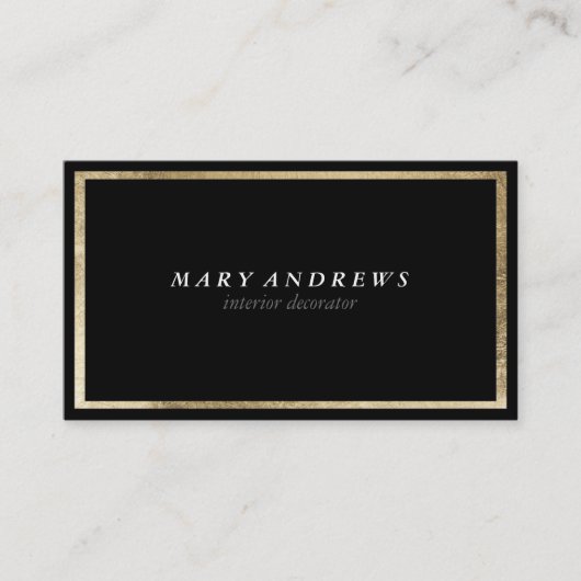 シッエレガントクフェイクフォイル金ゴールドプレーン黒ラグジュアリー 名刺 (正面)