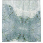 シッエレガントクホワイトグレーシルバーグリッターマーブルバス シャワーカーテン (正面)