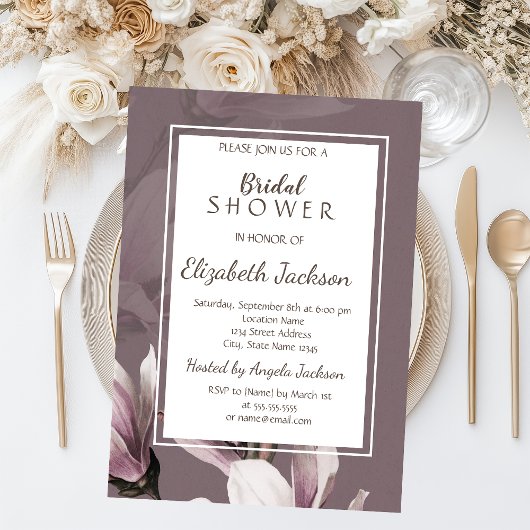 シッエレガントクマグノリアブライダルシャワー 招待状