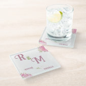 シッエレガントクミニマルイニシャル文字モノグラム名 ガラスコースター (アングル)