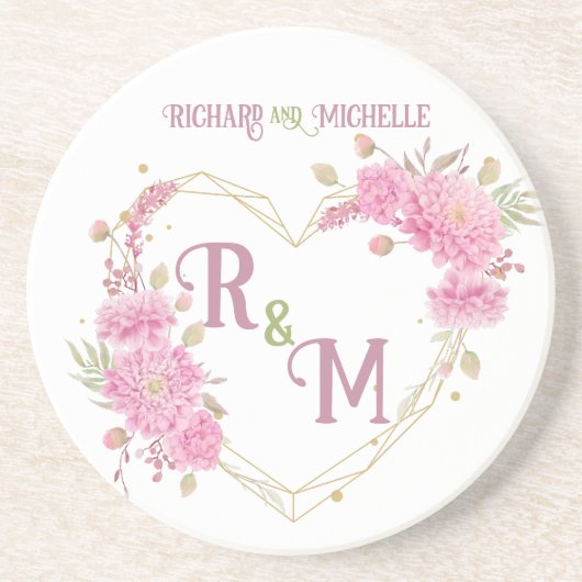 シッエレガントクミニマルイニシャル文字モノグラム名 コースター (正面)