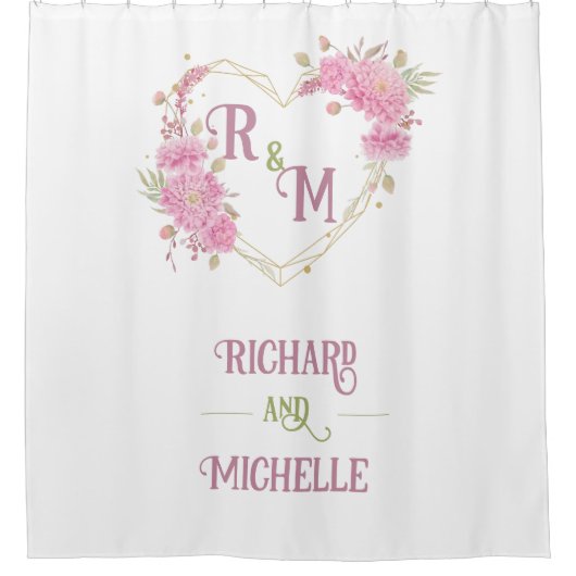 シッエレガントクミニマルイニシャル文字モノグラム名 シャワーカーテン (正面)