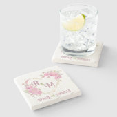 シッエレガントクミニマルイニシャル文字モノグラム名 ストーンコースター (横)