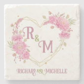 シッエレガントクミニマルイニシャル文字モノグラム名 ストーンコースター (正面)