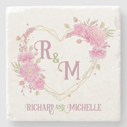 シッエレガントクミニマルイニシャル文字モノグラム名 ストーンコースター (正面)