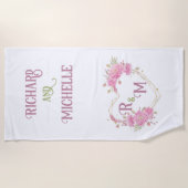 シッエレガントクミニマルイニシャル文字モノグラム名 ビーチタオル (正面)