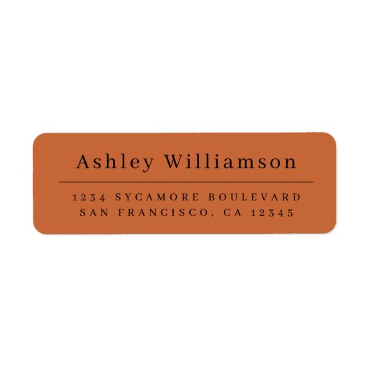 シッエレガントクミニマルバーントオレンジ差出人住所 ラベル (正面)