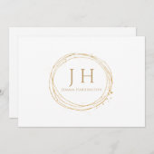 シッエレガントクミニマルモダン金ゴールドモノグラム ノートカード (正面/裏面)