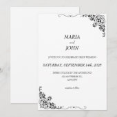 シッエレガントクモダンクラシック白黒 招待状 (正面/裏面)