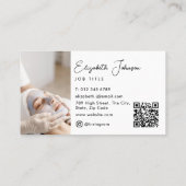 シッエレガントクモダン写真QRコードのスクリプト 名刺 (裏面)