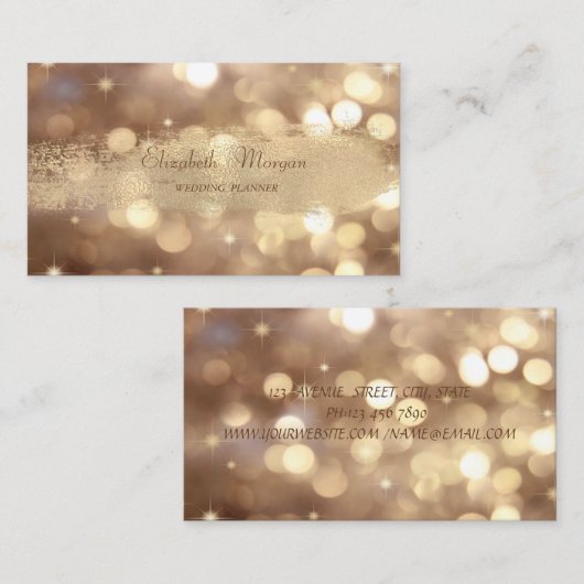 シッエレガントクモダン《写真》ぼけ味フェイク、金ゴールドブラシストローク 名刺 (正面/裏面)