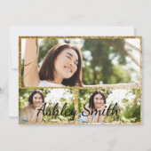 シッエレガントク·ゴールデン&ブラックの卒業案内 招待状 (裏面)