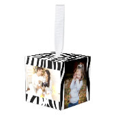 シッガーリークスタイリッシュ白黒ゼブラプリント キューブオーナメント (正面アングル)