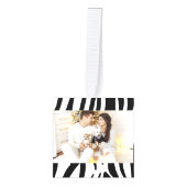 シッガーリークスタイリッシュ白黒ゼブラプリント キューブオーナメント (正面)