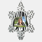 シッガーリークスタイリッシュ白黒ゼブラプリント スノーフレークピューターオーナメント (右)