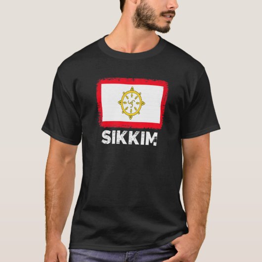 シッキム国旗のサポートSikkim人女性男性 Tシャツ (正面)