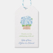 シックあじさいバスケット春サマーウェディングシャワー ギフトタグ (正面)