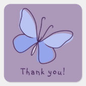 シックありがとう! – ソフトパープルブルーバタフライ スクエアシール (正面)