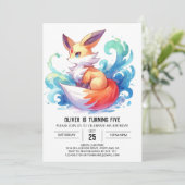シックおもしろいキツネ誕生日 招待状 (スタンド正面)