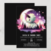 シックおもしろいトリケラトプス誕生日 招待状 (正面/裏面)