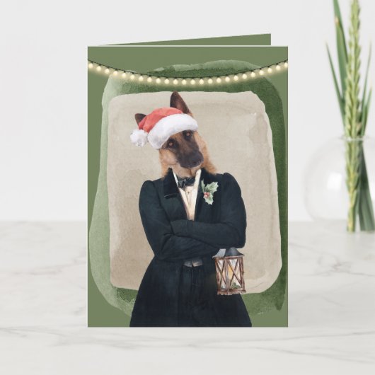 シックおもしろいドイツシェパードホリデーグリーティング シーズンカード (正面)