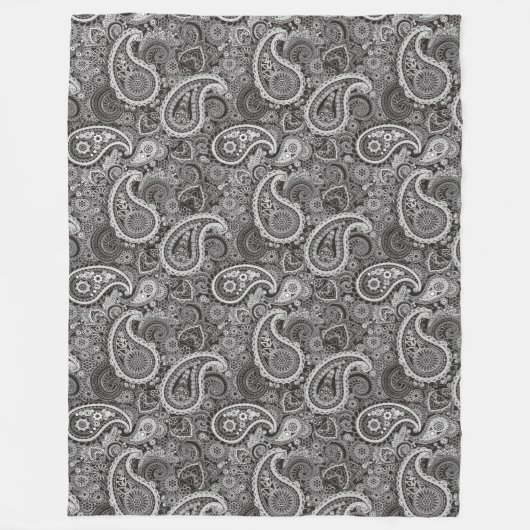 シックおもしろいブラック&ホワイトペイズリーパクラシックターン フリースブランケット (正面)