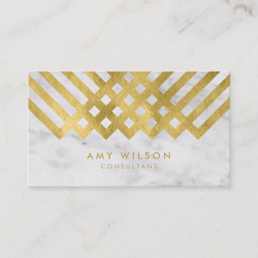 シックおよびエレガント大理石のフェイク金ゴールド 名刺 (正面)