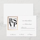 シックおよびエレガントRSVP | ゴールドフォイルフレームアクセント 出欠カード (正面/裏面)