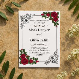 シックおよびスタイリッシュ結婚式招待状 – カスタマイズ可能 招待状