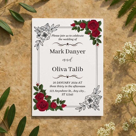 シックおよびスタイリッシュ結婚式招待状 – カスタマイズ可能 招待状