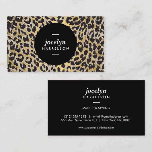シックおよびスタイリッシュ金ゴールドレオパード印刷名刺 名刺 (正面/裏面)