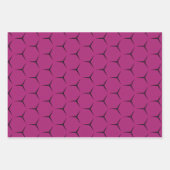 シックおよびトレンディーマゼンタピンクとブラック光沢 ラッピングペーパーシート (正面3)