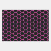 シックおよびトレンディーマゼンタピンクとブラック光沢 ラッピングペーパーシート (正面)